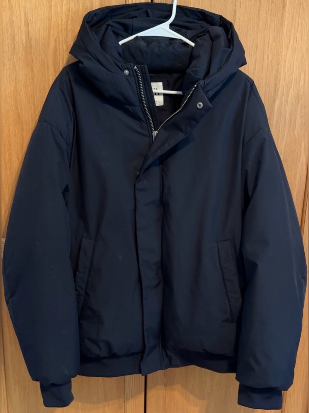 Zara Men's Hooded Puffer Jacket - Dark Blue